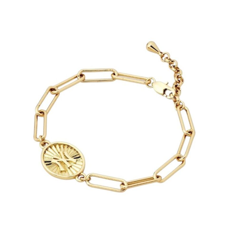 Bijoux Sport by Luv Aj MLB Gold Plated Brass Oval Coin Bracelet New York Yankees